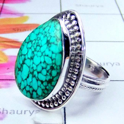 Tibitan Turquoise B - SDR956- Cool Rainbow Moonstone gems silver Ring