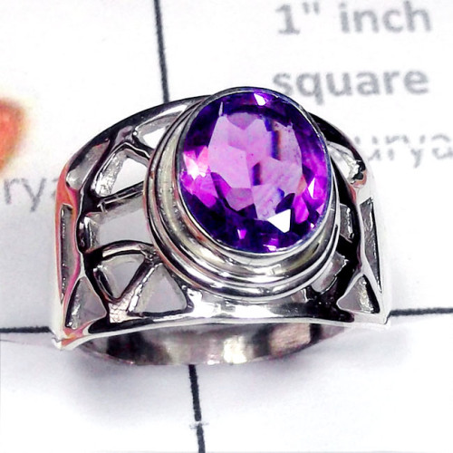 Amethyst D - SCR948-925 Sterling Silver Semiprecious Gemstone Stunning Ring