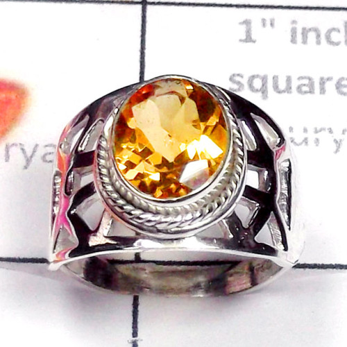 Citrine F - SCR948-925 Sterling Silver Semiprecious Gemstone Stunning Ring