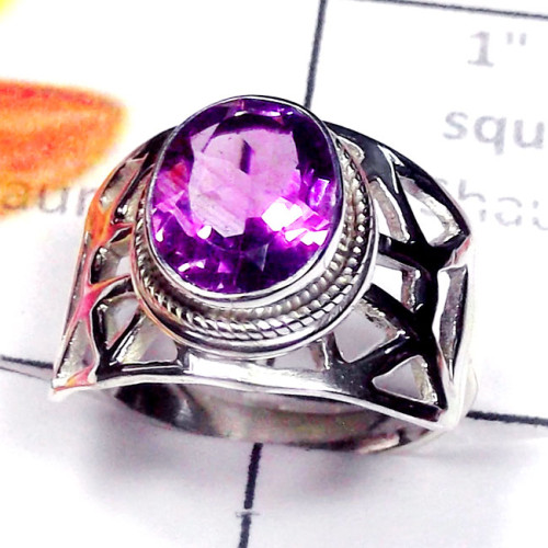 Amethyst G - SCR948-925 Sterling Silver Semiprecious Gemstone Stunning Ring