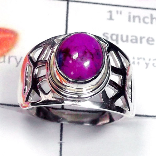 Purple Turquoise O - SCR948-925 Sterling Silver Semiprecious Gemstone Stunning Ring
