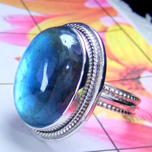 Labradorite A - SDR961-Blue Fire Rainbow moonstone Rings Labradorite A - SDR961-Blue Fire Rainbow moonstone Rings