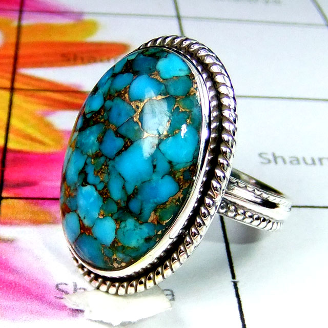 Blue Copper Turquoise F - SDR961-Blue Fire Rainbow moonstone Rings Blue Copper Turquoise F - SDR961-Blue Fire Rainbow moonstone Rings