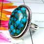 Blue Copper Turquoise F - SDR961-Blue Fire Rainbow moonstone Rings