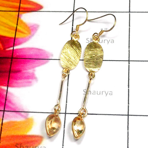 Citrine A - SGE980-Semiprecious Gemstone 925 Gold Plated Lightweight Earring Citrine A - SGE980-Semiprecious Gemstone 925 Gold Plated Lightweight Earring