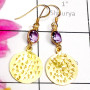 Amethyst A - SGE979-Dynamical silver Gold Plated Cut Gemstone Earring