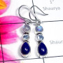 Mix cut & Cab C - SDE905-Exclusive Silver Three Gemstone Stunning Earring