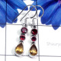 Citrine & Garnet J - SDE905-Exclusive Silver Three Gemstone Stunning Earring