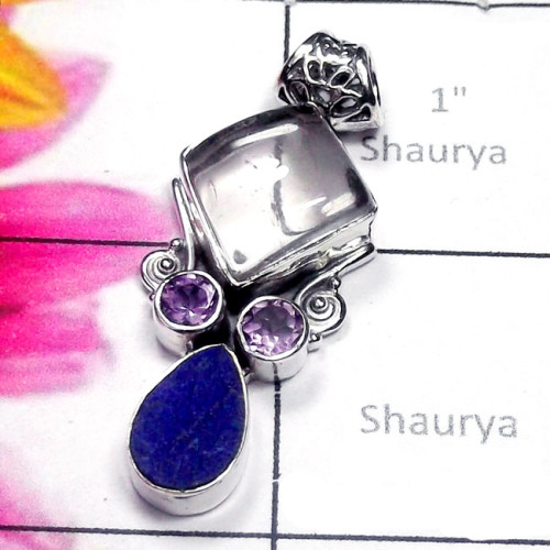 Mix Cut & Cab F - SD859-Sterling Silver Semiprecious Gemstone Designer Pendant