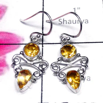 Citrine A - FLE997-New Design Two Stone Filigree Earring Citrine A - FLE997-New Design Two Stone Filigree Earring