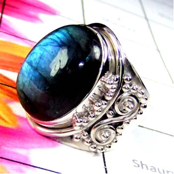 Labradorite A - SDR947-Designer Cab stone Silver Rings Labradorite A - SDR947-Designer Cab stone Silver Rings