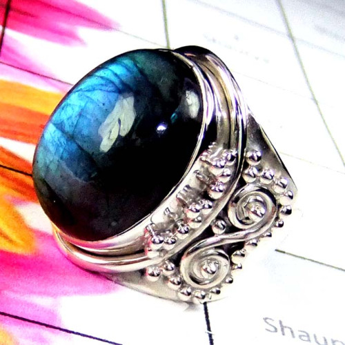 Labradorite A - SDR947-Designer Cab stone Silver Rings Labradorite A - SDR947-Designer Cab stone Silver Rings