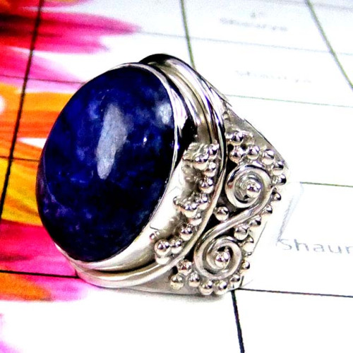 Lapis C - SDR947-Designer Cab stone Silver Rings