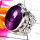 Amethyst O - SDR947-Designer Cab stone Silver Rings