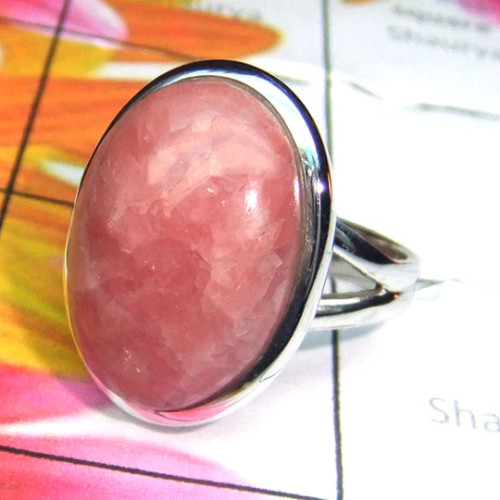 Rodochrosite A - PSR980-Rodochrosite Gemstone Plain Silver Ring