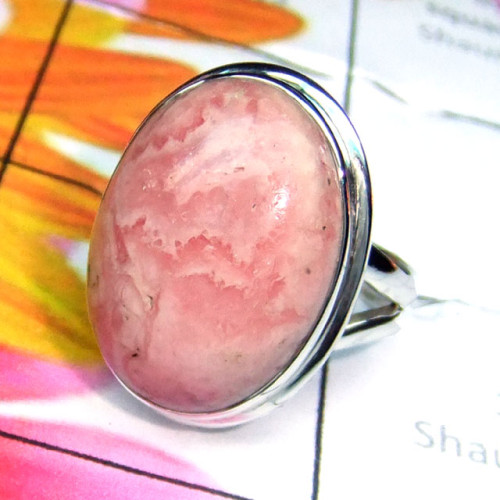 Rodochrosite B - PSR980-Rodochrosite Gemstone Plain Silver Ring