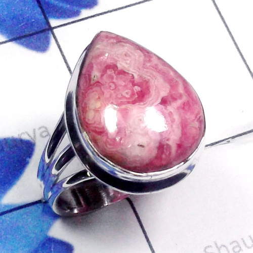 Rodochrosite E - PSR980-Rodochrosite Gemstone Plain Silver Ring