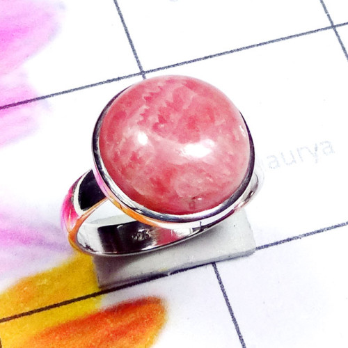 Rodochrosite F - PSR980-Rodochrosite Gemstone Plain Silver Ring