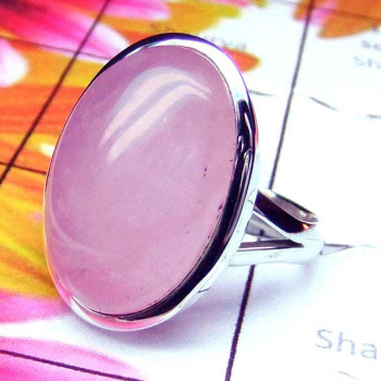 Rose Quartz B - PSR979-Sterling Silver Rose Quartz Gemstone Stunning Ring