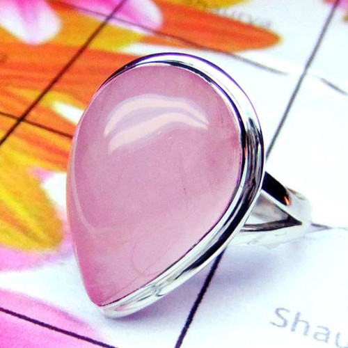 Rose Quartz C - PSR979-Sterling Silver Rose Quartz Gemstone Stunning Ring