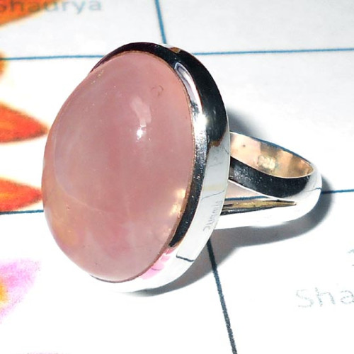 Rose Quartz cab E - PSR979-Sterling Silver Rose Quartz Gemstone Stunning Ring