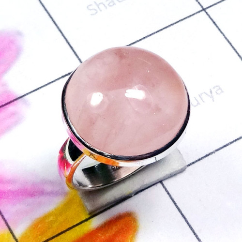Rose Quartz F - PSR979-Sterling Silver Rose Quartz Gemstone Stunning Ring