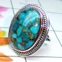 Blue copper Turquoise B - SDR932-Blue Copper Turquoise Gemstone 925 Silver Stunning Ring
