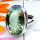 Green Amethyst B - PSR971-Plain Silver Green Amethyst Gemstone Ring