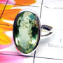 Green Amethyst C - PSR971-Plain Silver Green Amethyst Gemstone Ring