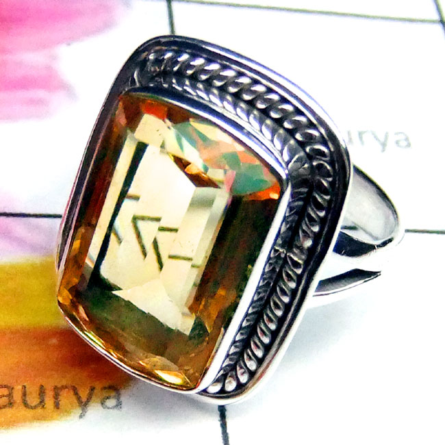 Citrine A - PSR966-Cut Citrine Gemstone 925 Sterling Silver Ring Citrine A - PSR966-Cut Citrine Gemstone 925 Sterling Silver Ring
