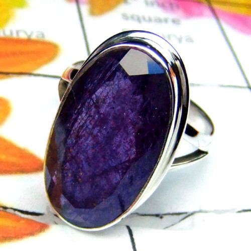 Iolite O - PSR963-Cut Iolite Gemstone 925 Sterling Silver Ring Iolite O - PSR963-Cut Iolite Gemstone 925 Sterling Silver Ring