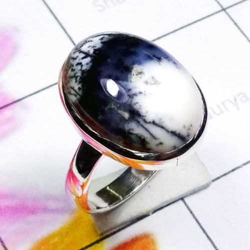 Dendritic Agate E - PSR960-Dendritic Agate Semiprecious Gemstone Plain Silver Ring Dendritic Agate E - PSR960-Dendritic Agate Semiprecious Gemstone Plain Silver Ring