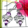 Amethyst C - FLE994-Cut and Cab Mix Gemstone 925 Silver Trendy Earring