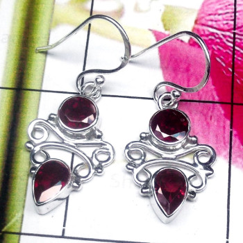 Garnet E - FLE994-Cut and Cab Mix Gemstone 925 Silver Trendy Earring Garnet E - FLE994-Cut and Cab Mix Gemstone 925 Silver Trendy Earring