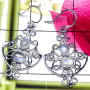 Rainbow C - FLE993-Two Stone 925 Sterling Silver Filigree Earring