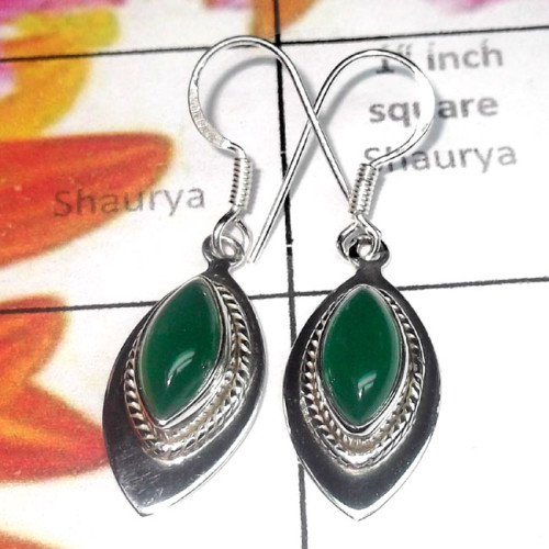 Green Onyx cab C - SDE896-Sterling Silver Single Stone Lightweight Earring Green Onyx cab C - SDE896-Sterling Silver Single Stone Lightweight Earring