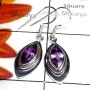 Amethyst cut E - SDE896-Sterling Silver Single Stone Lightweight Earring