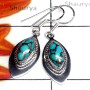 Blue Copper Turquoise F - SDE896-Sterling Silver Single Stone Lightweight Earring