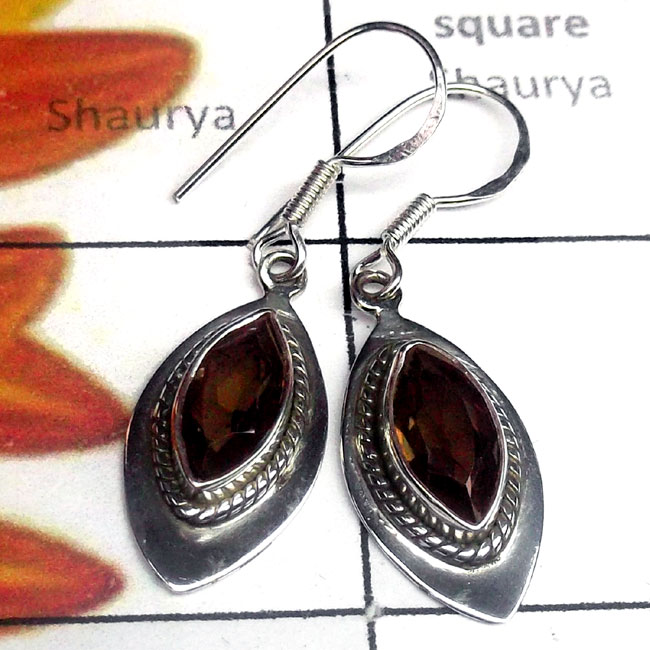 Smokey G - SDE896-Sterling Silver Single Stone Lightweight Earring