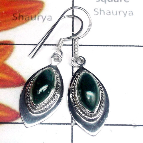 Green Onyx I - SDE896-Sterling Silver Single Stone Lightweight Earring Green Onyx I - SDE896-Sterling Silver Single Stone Lightweight Earring