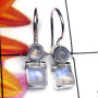 Rainbow A - SPE986-Two Stone Lightweight 925 Plain Silver Earring
