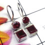 Garnet D - SPE986-Two Stone Lightweight 925 Plain Silver Earring