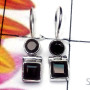 Black Onyx H - SPE986-Two Stone Lightweight 925 Plain Silver Earring