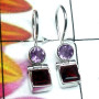 Garnet I - SPE986-Two Stone Lightweight 925 Plain Silver Earring