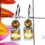 Citrine O - SPE986-Two Stone Lightweight 925 Plain Silver Earring