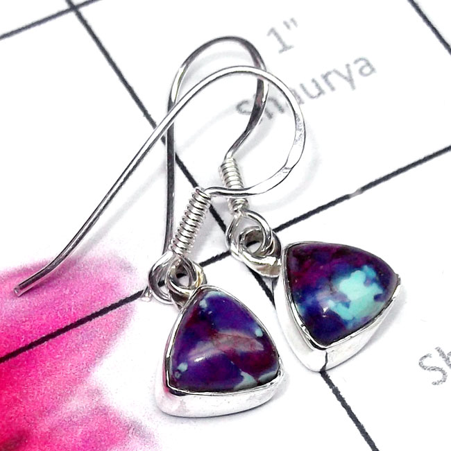 Purple Turquoise C - SPE985-925 Silver Semiprecious Gemstone Lightweight Earring Purple Turquoise C - SPE985-925 Silver Semiprecious Gemstone Lightweight Earring