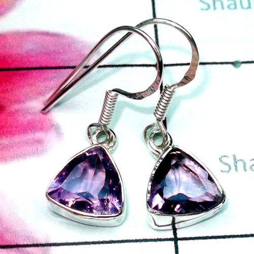 Amethyst E - SPE985-925 Silver Semiprecious Gemstone Lightweight Earring