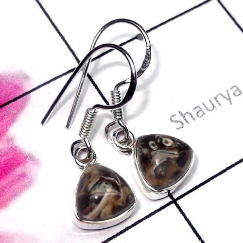Turtella Jasper O - SPE985-925 Silver Semiprecious Gemstone Lightweight Earring