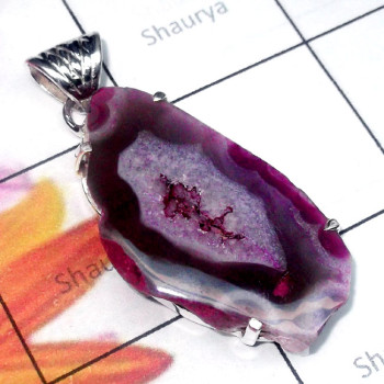 Slice Druzy C - DZP992-925 Sterling Silver Slice Druzy Prong Setting Pendant Slice Druzy C - DZP992-925 Sterling Silver Slice Druzy Prong Setting Pendant