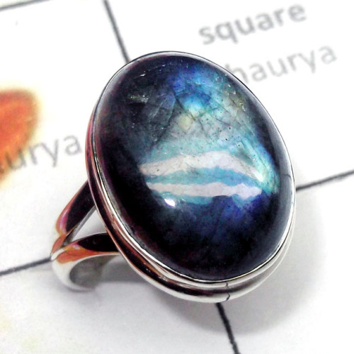 Labradorite B - PSR958-Semiprecious Gemstone 925 Plain Silver Ring Labradorite B - PSR958-Semiprecious Gemstone 925 Plain Silver Ring